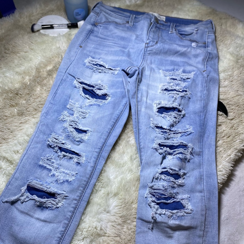 Blue ripped jeans